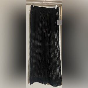 Haute Hippie Pants Women’s Open Knit Wide Leg  Black Cover Up Boho Beach Medium